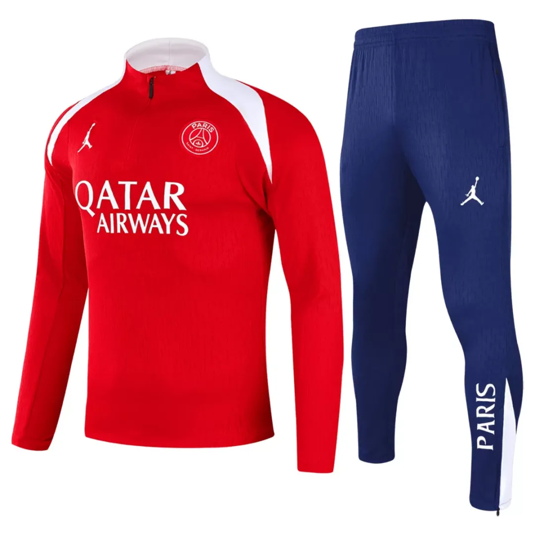 PSG Paris Saint-Germain Zipper Sweatshirt Kit(Top+Pants) Red 2025/26