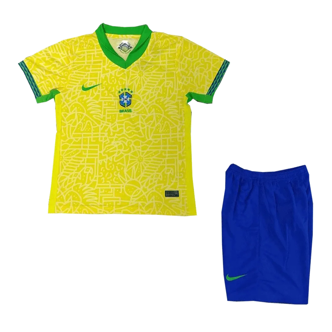 Alternative view of Kid's Brazil Home Jersey+Shorts Copa America 2024