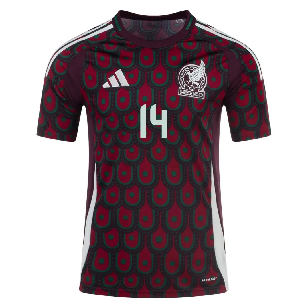Alternative view of Javier Hernandez Chicharito #14 Mexico Home Jersey Copa America 2024