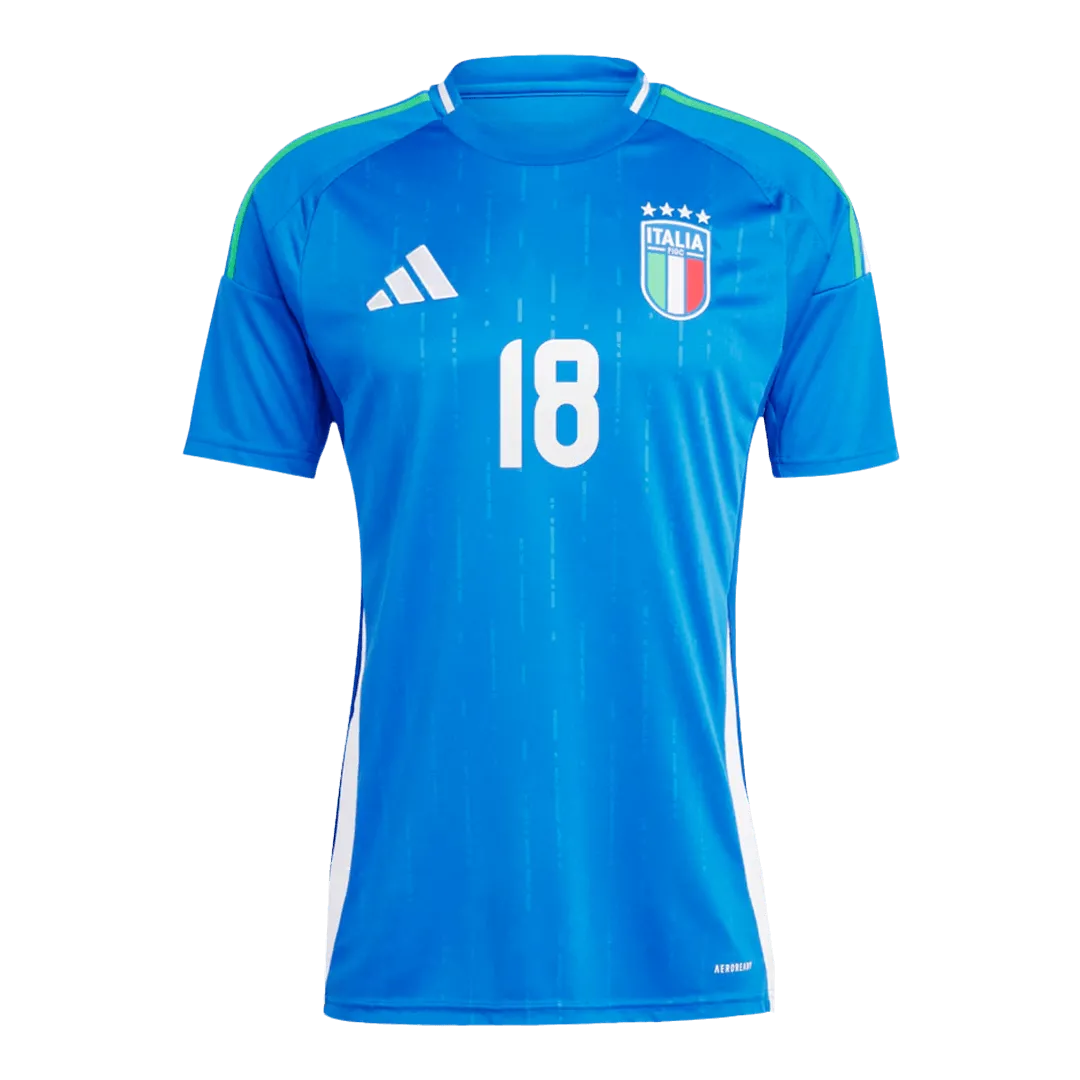 Alternative view of Nicolo Barella #18 Italy Home Jersey EURO 2024
