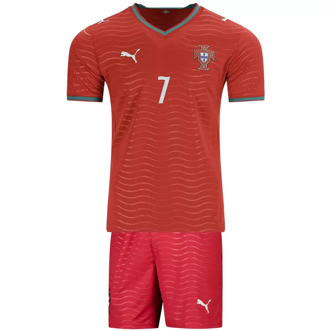 Alternative view of RONALDO #7 Kid's Portugal Home Jersey Kit World Cup 2026
