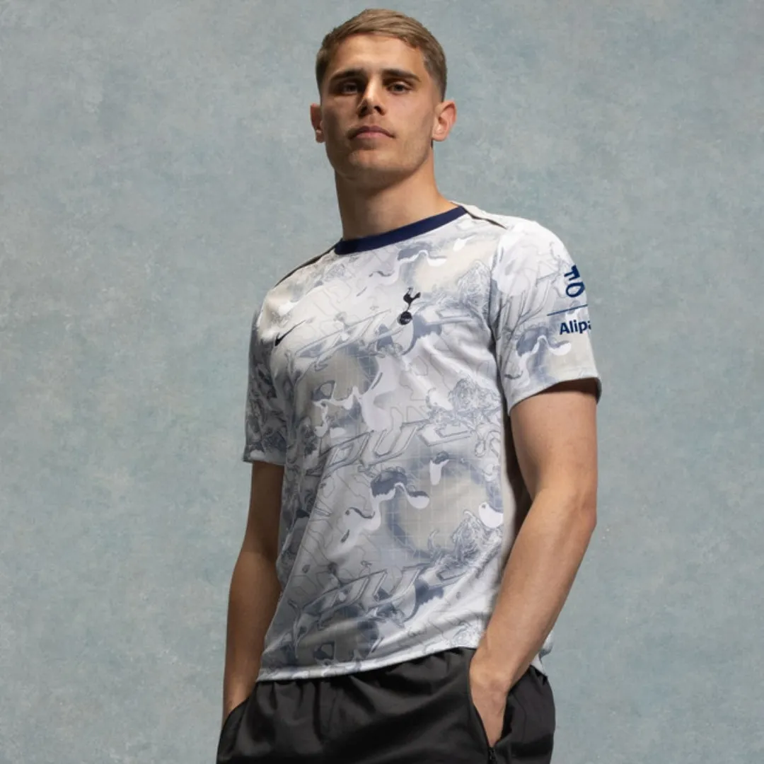 Alternative view of Tottenham Hotspur White And Grey Home Warm Up Pre-Match Jersey 2025/26